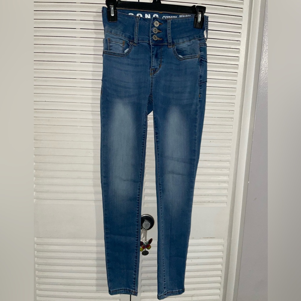 S.O.N.G Curvy High Rise Skinny Ankle Jeggings Size 1/25 Junior’s Blue